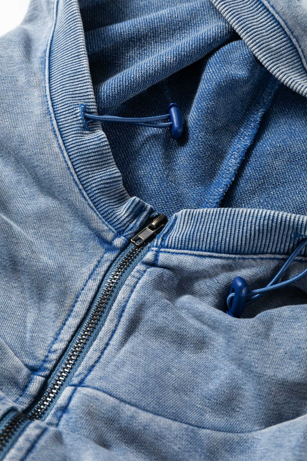 Ashleigh Blue Half Zip Kangaroo Pocket Mineral Wash Baggy Hoodie