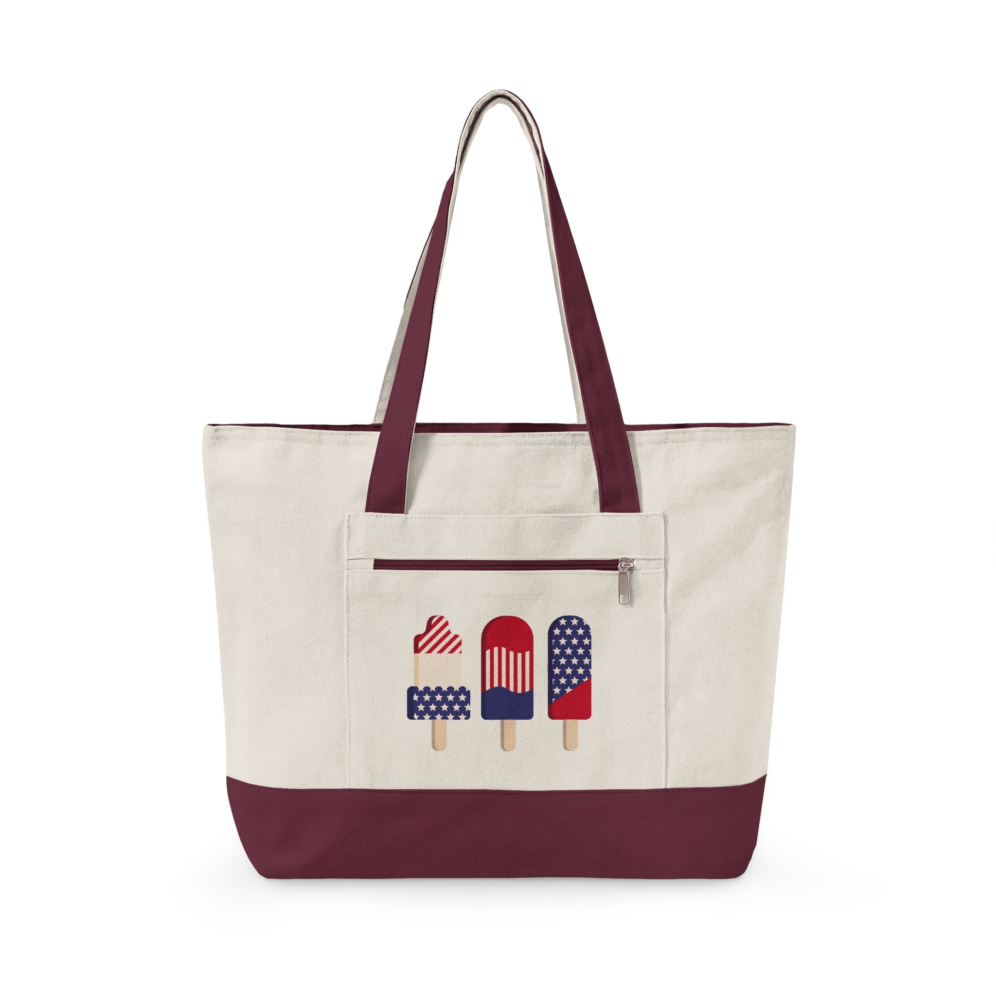 Canvas Tote Bag – Patriotic Popsicle 4th of July Zippered Tote