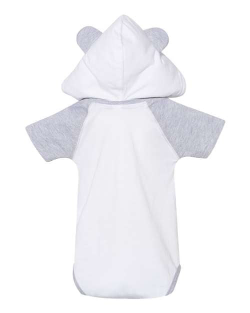 Rabbit Skins Infant Fine Jersey Raglan Bodysuit with Hood & Ears 4417