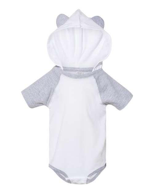 Rabbit Skins Infant Fine Jersey Raglan Bodysuit with Hood & Ears 4417