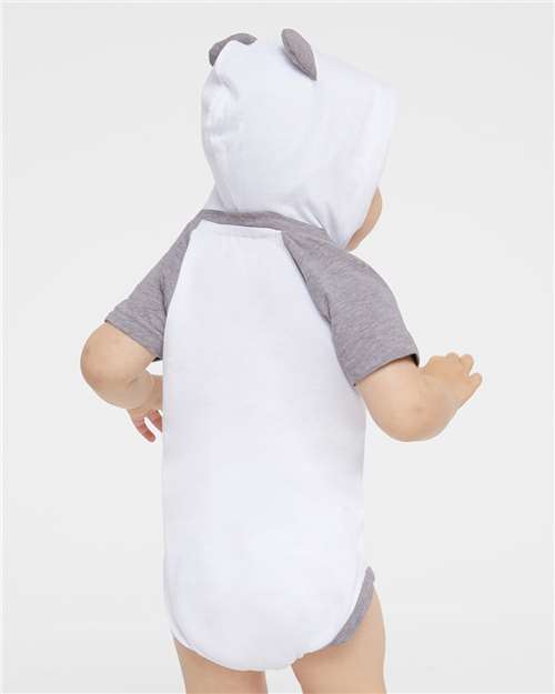 Rabbit Skins Infant Fine Jersey Raglan Bodysuit with Hood & Ears 4417