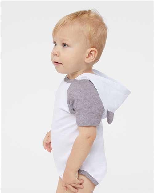 Rabbit Skins Infant Fine Jersey Raglan Bodysuit with Hood & Ears 4417
