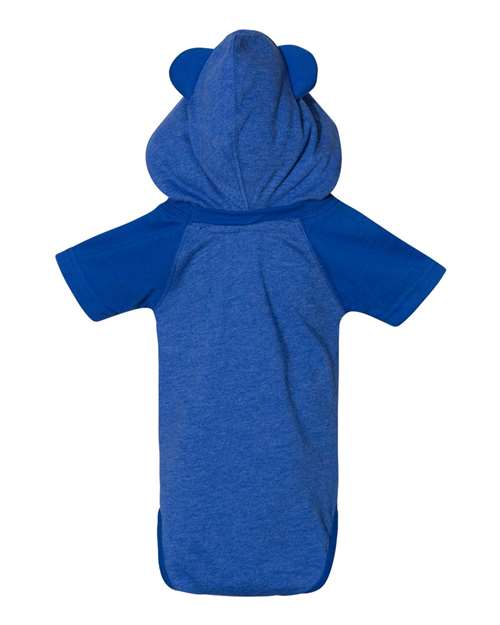 Rabbit Skins Infant Fine Jersey Raglan Bodysuit with Hood & Ears 4417