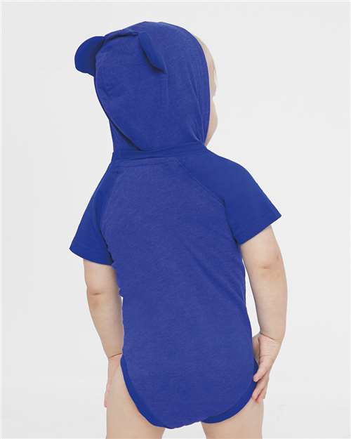 Rabbit Skins Infant Fine Jersey Raglan Bodysuit with Hood & Ears 4417