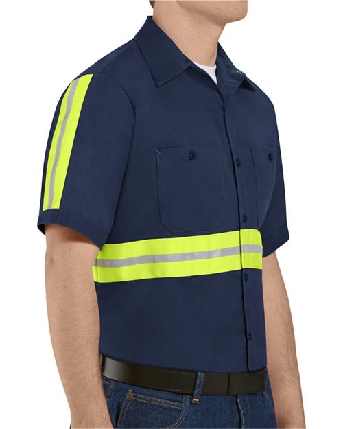 Red Kap Men's Tall Enhanced Visibility Short Sleeve Cotton Work Shirt SC40ET