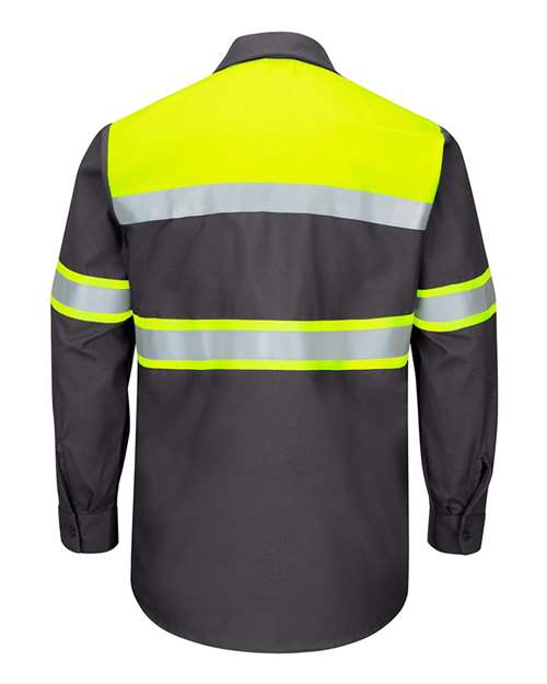 Red Kap Men's Tall Hi-Visibility Colorblock Ripstop Long Sleeve Work Shirt SY70T