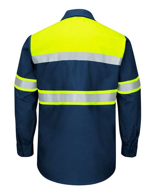 Red Kap Men's Tall Hi-Visibility Colorblock Ripstop Long Sleeve Work Shirt SY70T