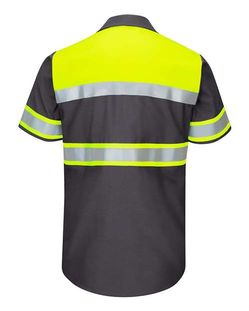 Red Kap Men's Hi-Visibility Colorblock Ripstop Short Sleeve Work Shirt SY80