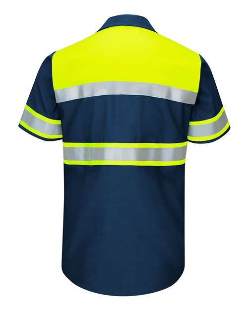Red Kap Men's Tall Hi-Visibility Colorblock Ripstop Short Sleeve Work Shirt SY80T