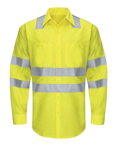 Red Kap Men's Tall Enhanced & Hi-Visibility Long Sleeve Work Shirt SY14T