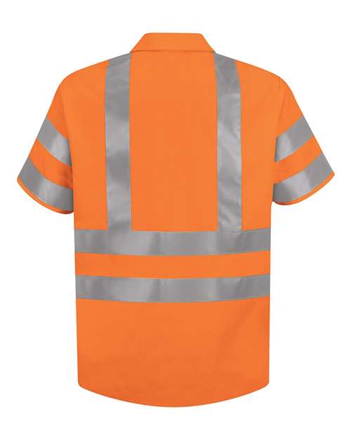 Red Kap Men's Tall High Visibility Safety Short Sleeve Work Shirt SS24HVT