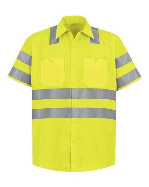 Red Kap Men's High Visibility Safety Short Sleeve Work Shirt SS24HV