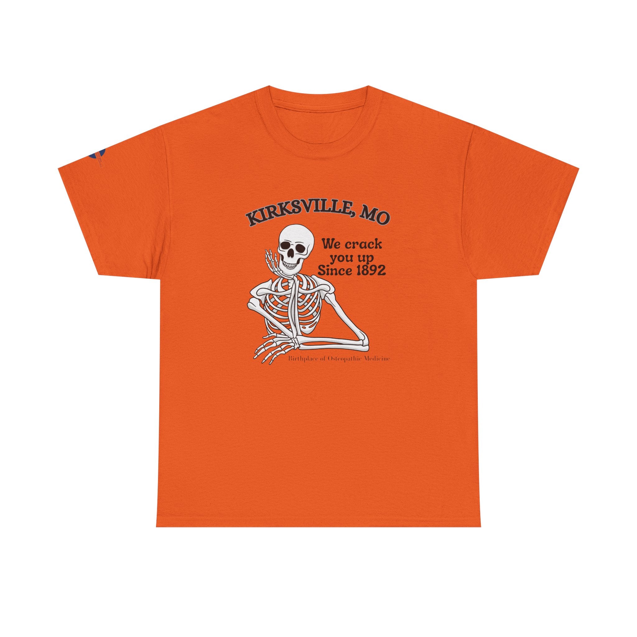 Kirksville MO Skeleton Tee — “We Crack You Up Since 1892” Vintage Humor T‑Shirt