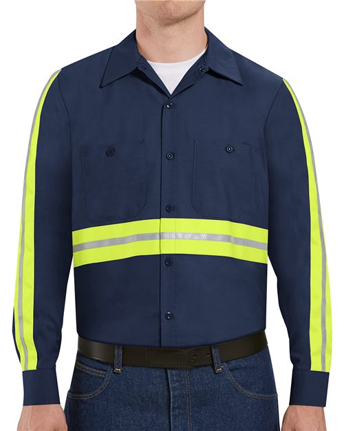 Red Kap Men's Tall Industrial Enhanced-Visibility Long Sleeve Work Shirt SP14ET