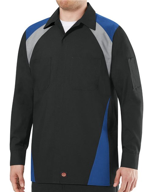 Red Kap Men's Tall Long Sleeve Tri-Color Shop Shirt SY18T