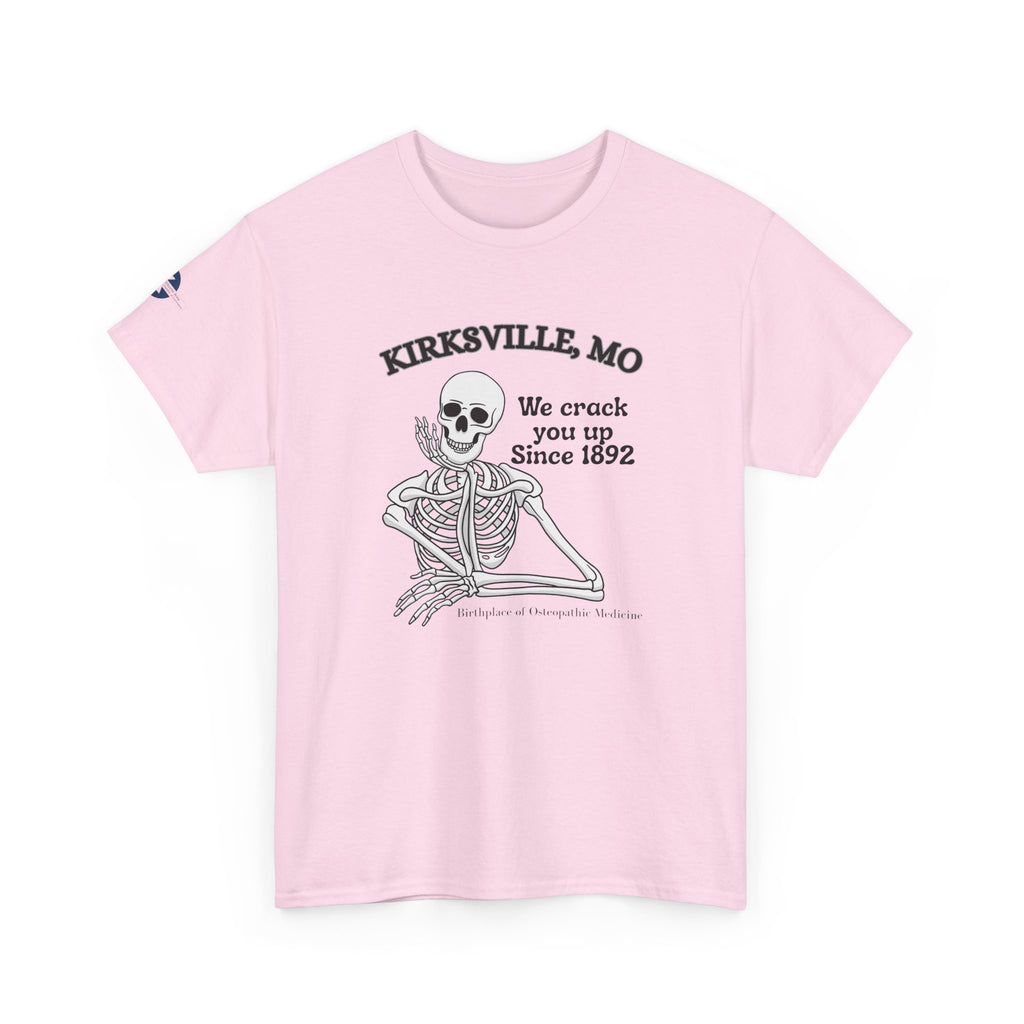 Kirksville MO Skeleton Tee — “We Crack You Up Since 1892” Vintage Humor T‑Shirt
