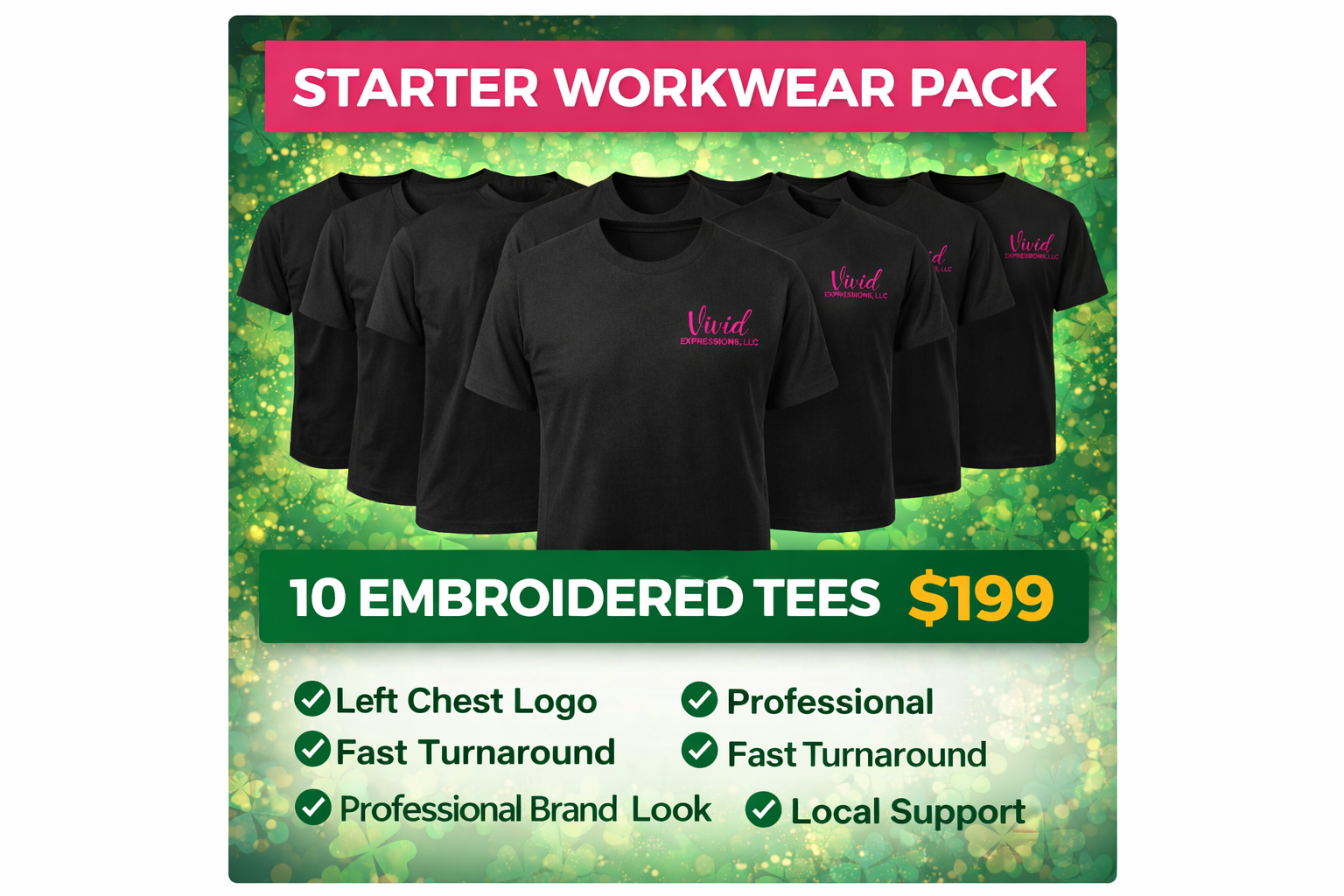 10 Custom Embroidered Work Shirts – Business Logo Tees | Kirksville MO | Vivid Expressions