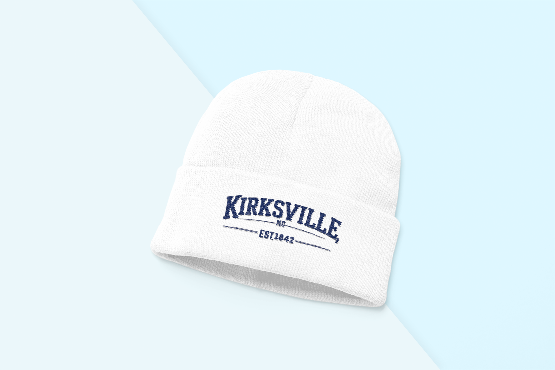 Kirksville, MO Knit Beanie – Embroidered Cuffed Hat | Cozy Winter Accessory by Vivid Expressions, LLC