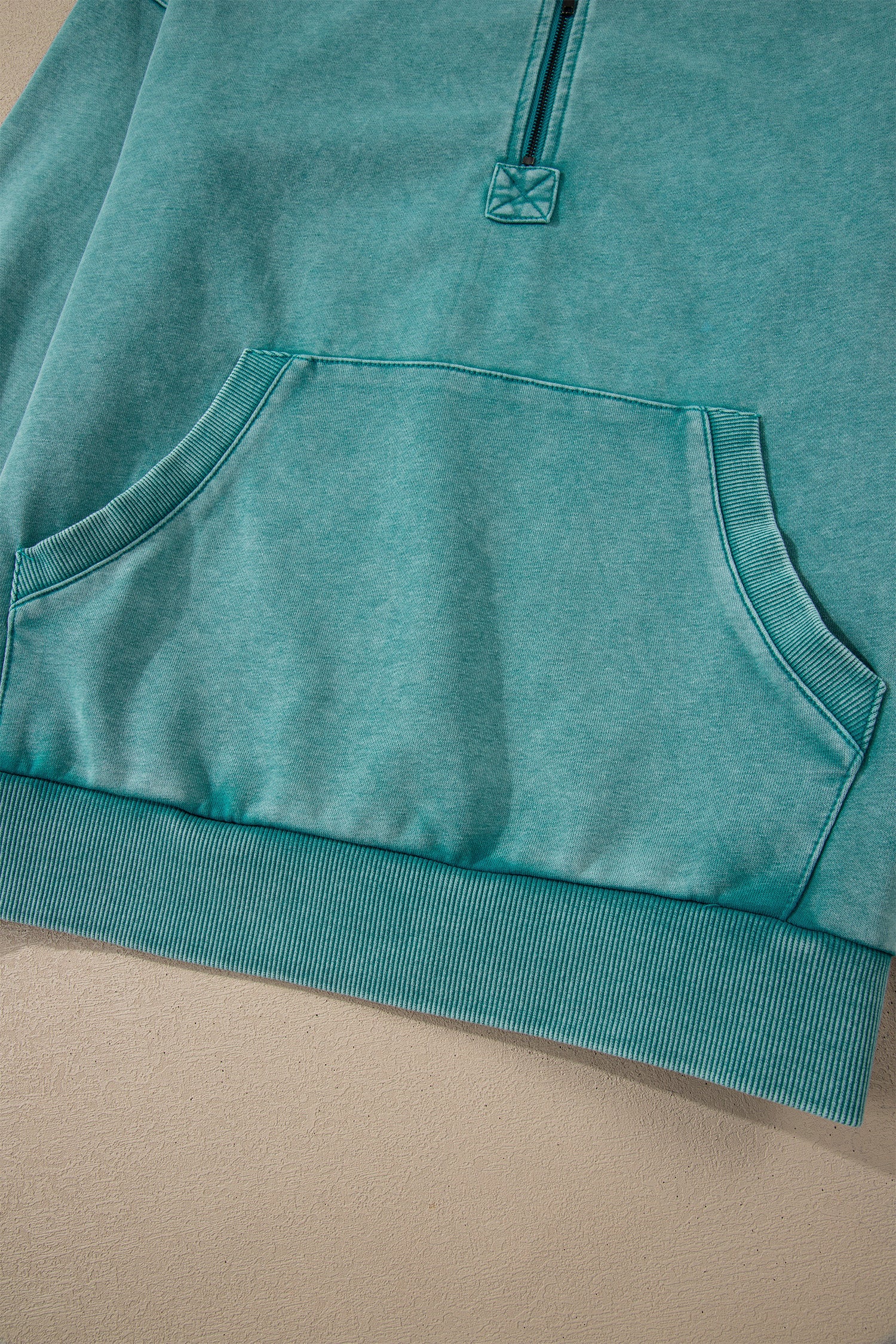 Ashleigh Blue Half Zip Kangaroo Pocket Mineral Wash Baggy Hoodie