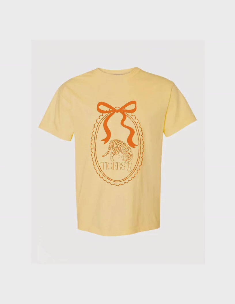 Tigers Bow T-Shirt — Vintage Coquette Game Day Tee