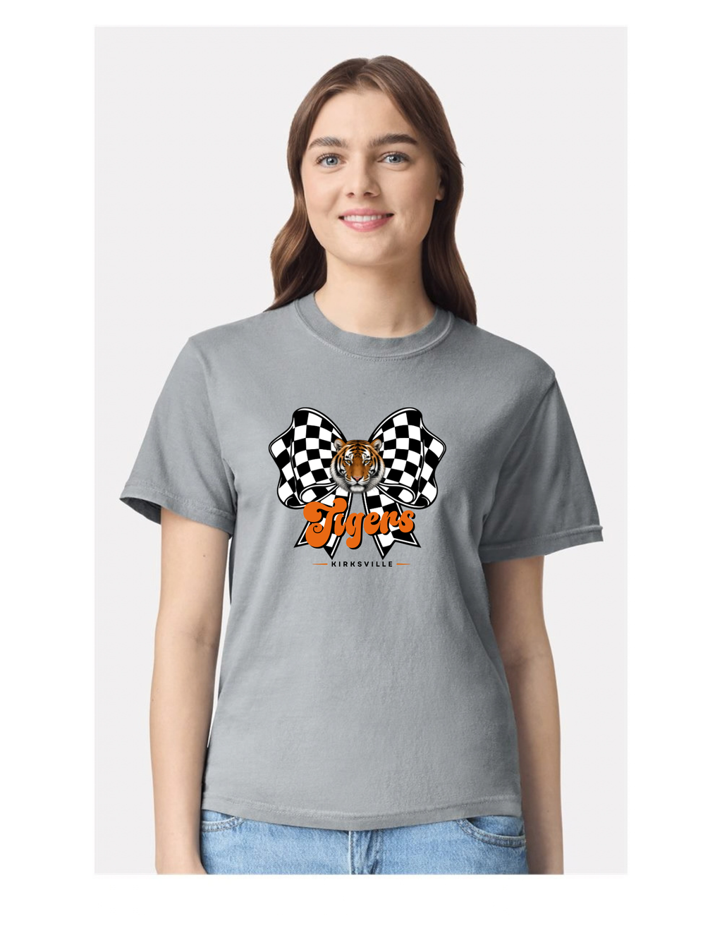 Kirksville Tigers Checkered Bow Spirit Shirt